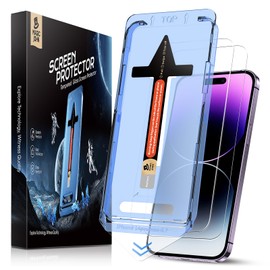 Wireless MAGIC JOHN 2 Pack for iPhone 14 Pro Max 6.7 inch Tempered Glass Screen Protector, Auto Dust-Elimination Installation, Bubble Free, Dynamic Island Compatible, HD Clear, Easy Installation