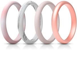 ThunderFit Women's Silicone Stackable Wedding Ring Sets, Thin Rubber Wedding Bands, 2.6mm Wide, 2.1mm Thick, Variety Multipack 1/4/6/7/8/9