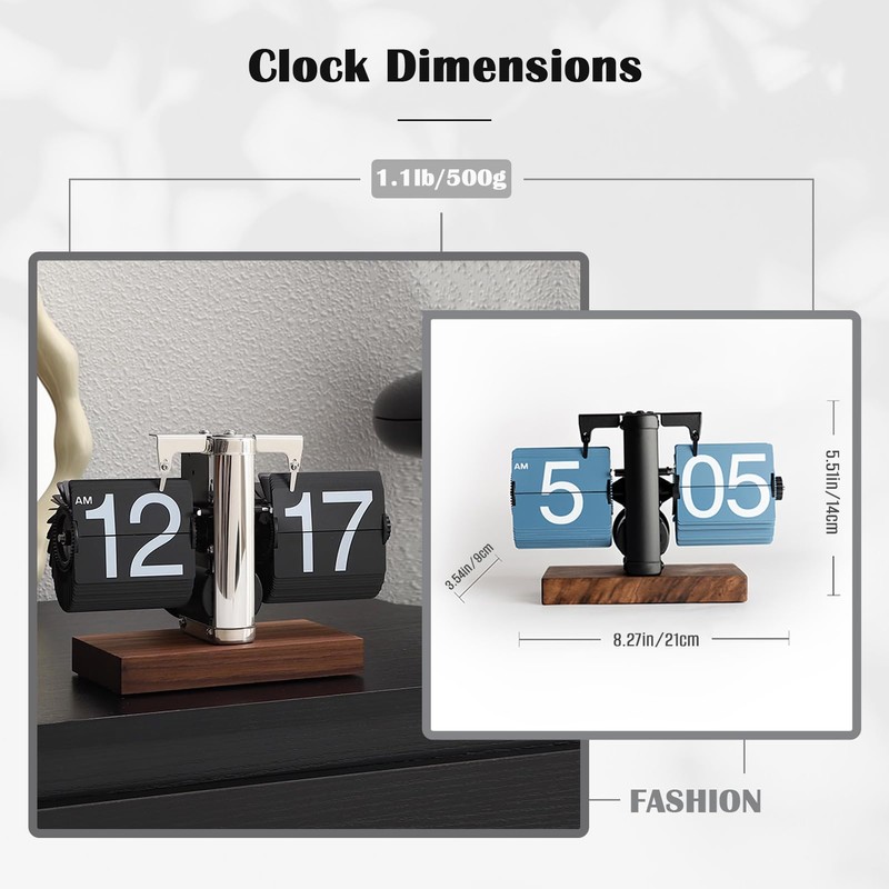 VBESTLIFE Retro Digital Flip Down Clock, Battery Powered Internal Gear