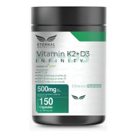 ETERNAL NUTRITION Infinity Vitamina D3 + K2 Liposomal (150 Cápsulas) | con Aceite de MCT y Folato | 150 Porciones · 500 mg | Salud Ósea, Metabolismo d