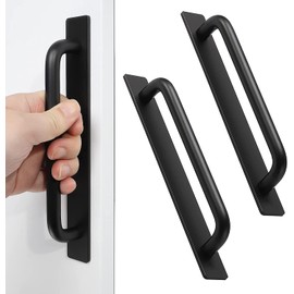 groword Adhesive Cabinet Door Handles Pulls - 2pcs Stick on Handle No Drilling Shower Door Handle, Self Stick Cabinet Handles for Kitchen Cabinet Drawer Window Sliding Screen Door (212mm, Black)