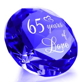YWHL 65th Wedding Anniversary Sapphire Gifts for Couples, 65 Years Anniversary Sapphire Crystal Wedding Gifts for Parents, Blue K9 Crystal Diamond for Home Party Decoration