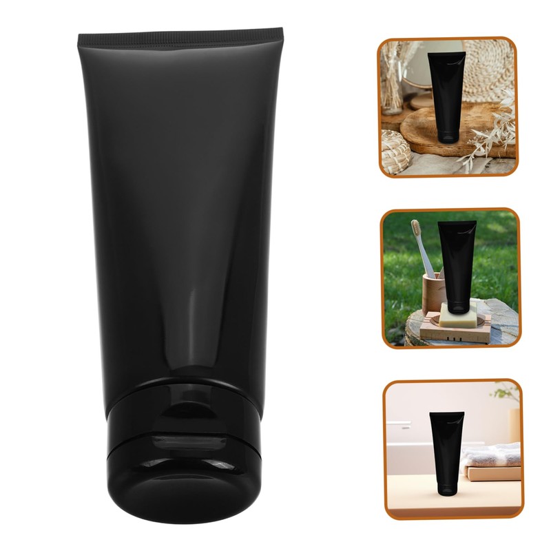 TOPPERFUN Black Gloss Plastic Cosmetic Soft Tube Large Capacity Lotion