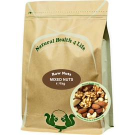 Natural Health 4 Life Natural Health 4 Life Snack Nut Mixes Whole Mixed Nuts (Walnuts, Almonds, Cashews, Brazils) 1 kg in Resealable Pouch (1 Pouch)