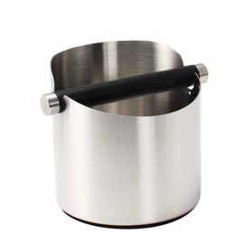 DIBTSA Coffee Knock Box, Espresso Knock Box Stainless Steel Espresso Machine Accessories with Removable Knock Bar and Non-Slip Base Coffee Grounds Container Bin, Large (Silver)