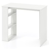 Tangkula Small White Desk with 3-Tier Bookshelf, Modern Simple Home