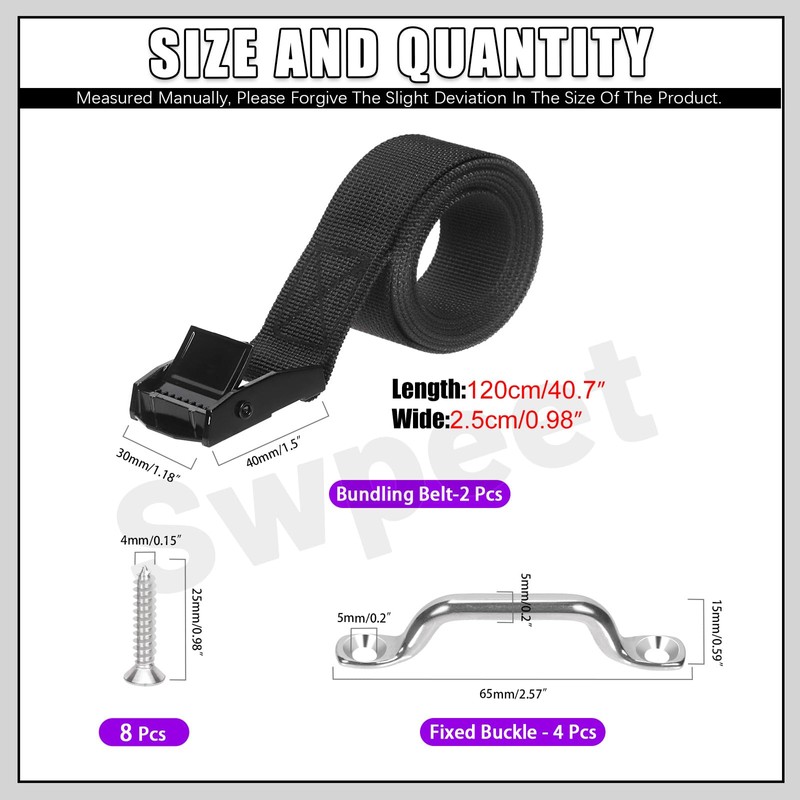 Swpeet Tie Down Strap for Boats, Luggage Belt, Cars