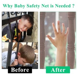 Yiomxhi, Baby Safety Net Mesh-White, 300x90cm, Tear-Resistant, High Transparency, Firmly Used on Indoor Stairs & Balconies, for Kids & Pets, Nylon, 1 Unit, Baby Age Range
