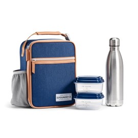 Foundry Insulated Lunch Bag for Men/Women/Kids with Bottle and Containers Included, Reusable Lunch Box for School, Work
