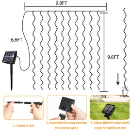 ALENEY Fairy Curtain Light for Bedroom, Solar Powered 300 LED 9.8ft x 9.8ft 8 Modes Fairy Lights for Wedding Party Home Garden Indoor Outdoor Window Wall Decorations, Warm White