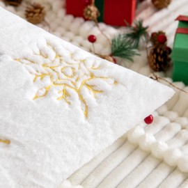 MIULEE Set of 2 Christmas Cushion Covers Snow Embroidery Decorative Pillowcase Faux Fur Soft and Cosy Cushion Cover Sofa Cushion Decorative Cushion Decoration for Living Room 45x45cm Yellow