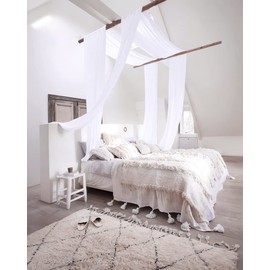 NICETOWN Sheer Canopy Bed Curtains Panels 216 - Home Decoration Sheer Voile Scarf Valance for Wedding (1 Panel, W60 x L216, White)