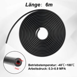 ZOCONE 6 Meter Benzinschlauch (3mm Innen, 7mm Außen) Kraftstoffschlauch Schwarz Silikonschlauch Hitzebeständiger Schlauch Unterdruckschlauch KFZ für Auto Traktor Motorrad Kleine Motoren