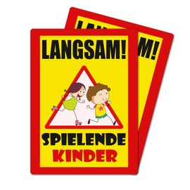 Strobo Langsam ! spielende Kinder Sign, 20 x 30 cm, Made From Sturdy PVC Hard Foam Board, 3 mm, With UV Protection, Pack Of 2