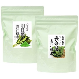 自然健康社 Japanese Asushiba Aojuice Powder, 3.5 oz (100 g) + Japanese Long Life Grass Blue Juice Powder, 3.5 oz (100 g)