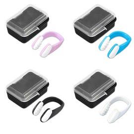 COYUN 4 x Nose Clip for Swimming, Non-Slip Nose Clip for Swimming, Gentle Allergy-Proof Nose Clip with Storage Box, Non-Slip Nose Clip, Nose Clip for Swimming Freedivers and Beginners