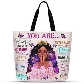 Emeuzie Black Tote Bag for Women and Girls, One Size, Polyester, Water-Resistant, Queen Pattern