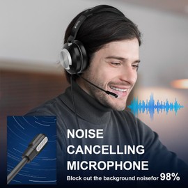 Voistek USB Headset with Microphone, Wired Headphones with Noise Cancelling Mic USB-A/3.5mm/TYPE-C Headsets for PC, Laptop, Office, Call Center, Meeting, Gaming, Skype, Zoom, Online Chat