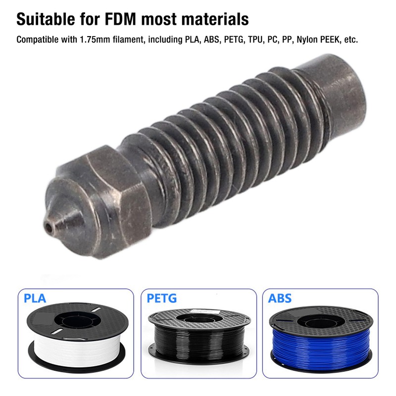 5PCS 0.4mm Nozzles M6 Thread 1.75mm Filament Hardened Steel Nozzle