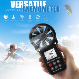 Anemometer Handheld, AP-007 Anemometers Wind Speed Meter for HVAC with Wind Speed, Temperature（℃/℉） and Backlit Air Flow Meter for Shooting, Surfing, HVAC Duct