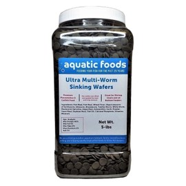 Aquatic Foods Ultra Multi-Worm 12mm - 1/2'' Sinking Wafers of 6-Types of Worms. Ideal for Bottom Fish, Plecos, Shrimp, Snails, Crayfish, All Herbivorous & Omnivorous Tropical Fish..5-lb Jar