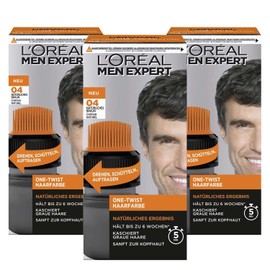 L'Oreal Men Expert One Twist Hair Colour 04 Natural Brown 50 ml Pack of 3