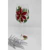 Hand Painted Wine Glasses (Set of 2) - Poinsettia Red/Silver/White