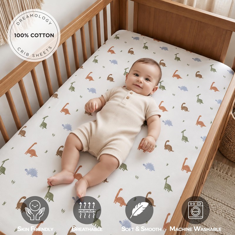 Dreamology Cot sheets, 2 Pack,100% Cotton Jersey Fitted sheets, 2