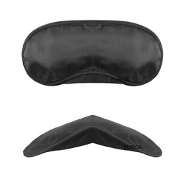 PorsMing Sleep Eye Mask Blindfold with Nose Pad and Elastic Strap, 4 Layers, Black, Pack of 30