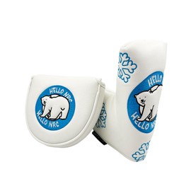 Magnetic White Bear Logo Polar Bear Putter Cover for Mallet Pin Type Golf Headcover
