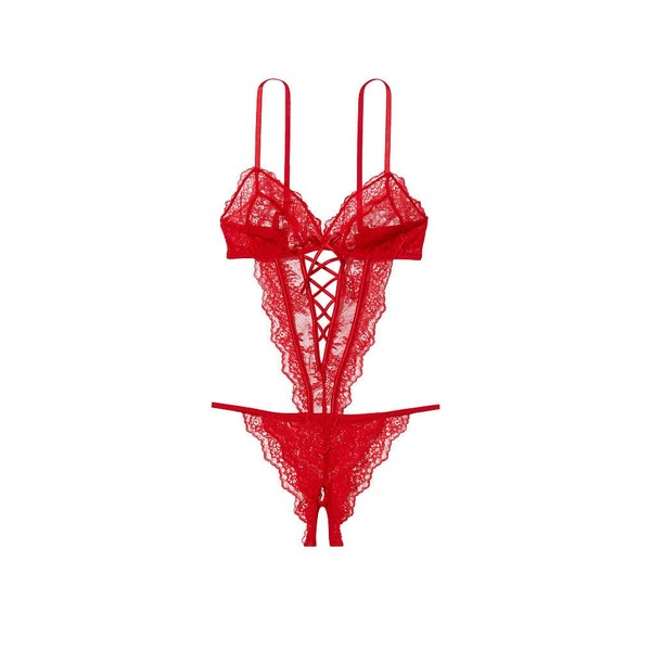 Victoria's Secret About Last Night Teddy, Unlined, Lace Fabric, Women's Lingerie, Very Sexy Collection, Red (M)