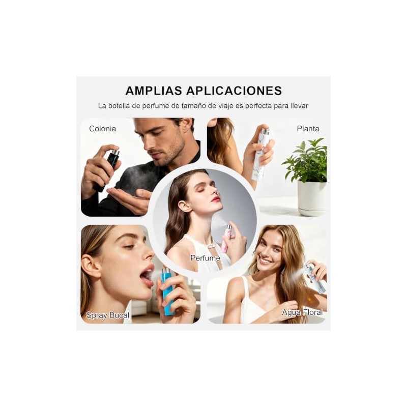 5PCS Atomizadores Recargables de Perfume para Viaje de 10ML, Mini