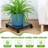 2 Packs 12" Metal Square Plant Caddy with Wheels Large