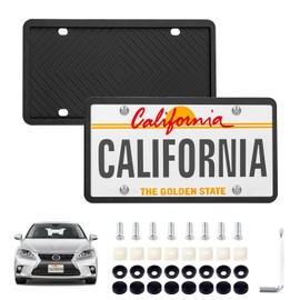WAYAMY Marco de Matrícula, 2 Pack Porta Placas de Silicona con Tapas de Tornillos, Universal Soportes para MatríCula con Accesorios Montaje para Auto, Antivibración (A)