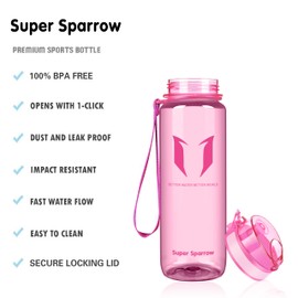 Super Sparrow Drinking Bottle - Tritan Water Bottle - 350 ml & 500 ml & 750 ml & 1000 ml - BPA-Free - Ideal Sports Bottle - Quick Water Flow, Sport, Water, Bike