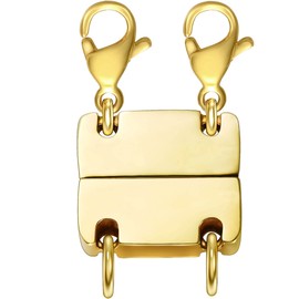Kcctoo Necklace Layering Clasp Jewelry Separators Gold and Silver Magnetic Multiple Necklace Clasp for Women Layered Look (Necklace Clasp 2Gold)