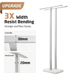 KES 43'' H Standing Towel Rack for Bathroom, Free Standing Towel Rack Floor with Weighted Marble Base 2-Tier, Outdoor Towel Racks Extra High Thick 18/8 Stainless Steel Brushed Finish, BTH232-2