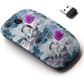 2.4G Wireless Mouse with Cute Pattern Design for All Laptops and Desktops with Nano Receiver - Art Vintage Watercolor Colorful Floral