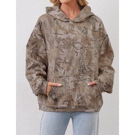 calbatic Oversized Leopard Camo Print Hoodie for Women Men Long Sleeve Hooded Sweatshirts Cute Pullover with Pocket