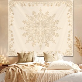 Floral Boho Tapestry for Bedroom Aesthetic, Flower Indian Bohemian Tapestries Wall Hanging, Mandala Tapestry Room Decor (51" X 60")