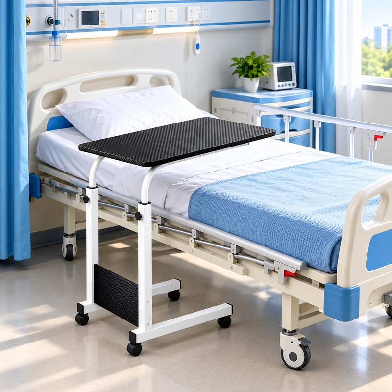 Rolling Overbed Table for Bed & Couch – Height Adjustable