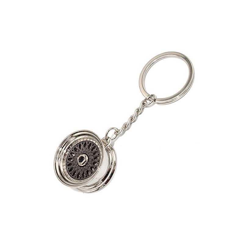 VmG-Store BBS Style Black / Chrome Rim Keyring - Solid