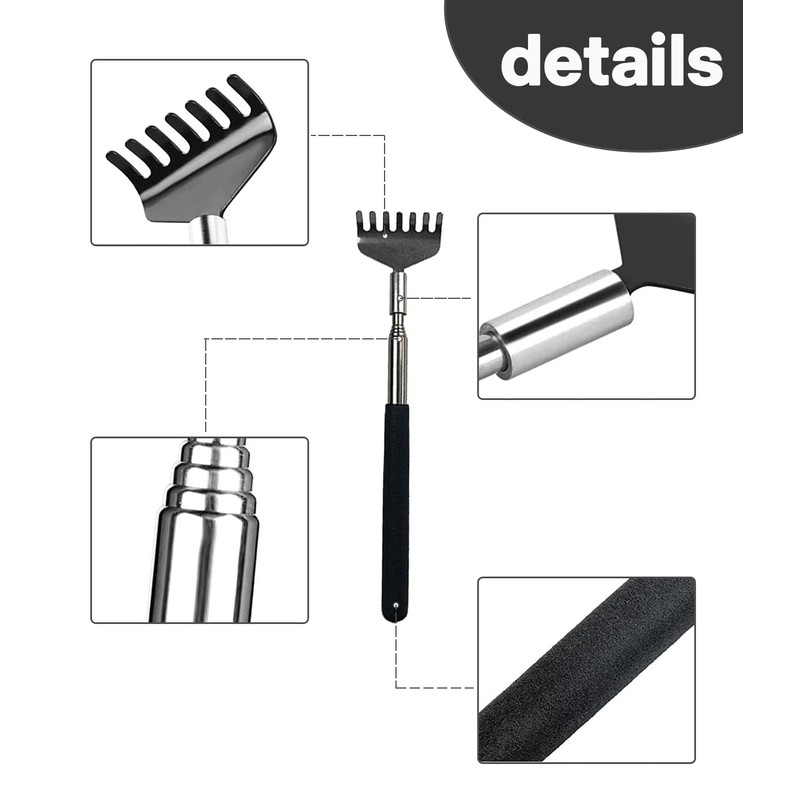 2 Piece Portable Extendable Back Scratcher, Telescopic Scratcher Bear Claw