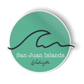 Squiddy San Juan Islands Washington Wave - Vinyl Sticker Decal for Phone, Laptop, Water Bottle (2.5" high)