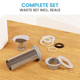 Bächlein Universal Extra Long Drain without Overflow (Chrome) Pop Up Valve for Countertop Basin