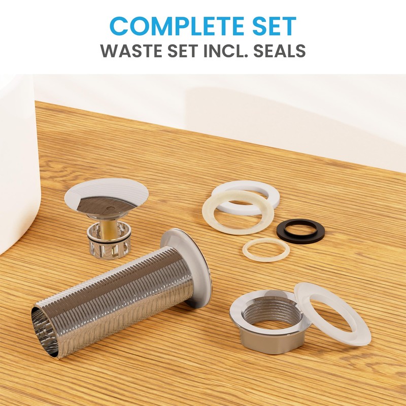 Bächlein Universal Extra Long Drain without Overflow (Chrome) Pop Up