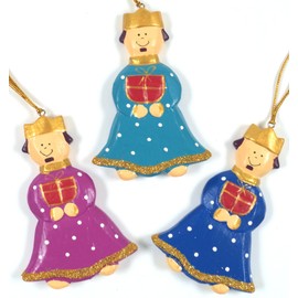 GURU SHOP The Saints 3 Kings Tree Decoration Set, Multi-Colour, Wood, 9 x 6 x 1 cm, Christmas Decoration