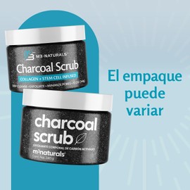 Exfoliante corporal de carbón activado con colágeno y células madres | Exfoliación con sal para tonificar el cuerpo, tratar la celulitis, y suavizar la piel del rostro, los pies y del cuerpo | 453 g