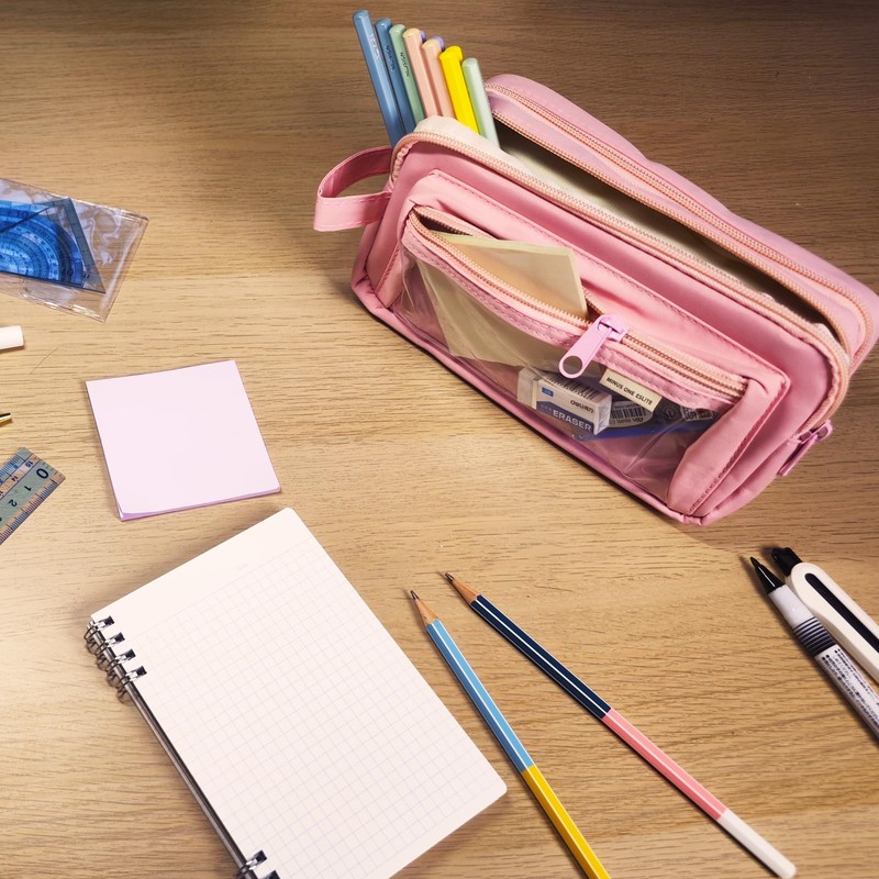 IPOCHI ペンケース 筆箱 大容量 文房具 多機能 おしゃれ コンパクト シンプル 軽量