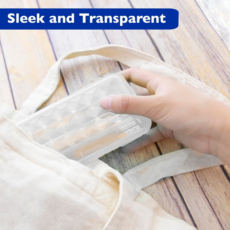 BAZIC Plastic Pencil Case 8" Storage Box, Clear Color, Hard